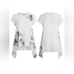 All Saints White Floral Handkerchief-Hem Tunic